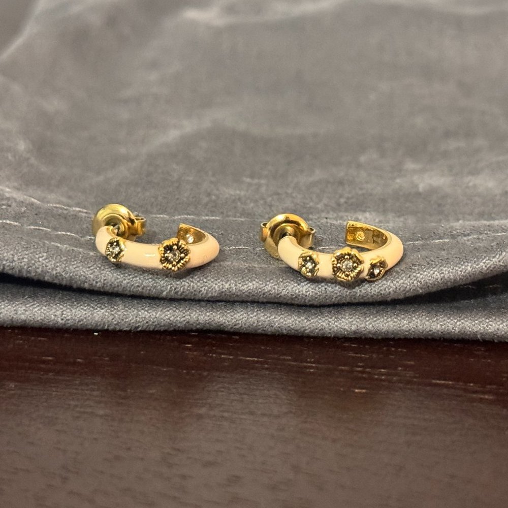 Coach Tea Rose Huggie Earrings